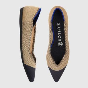 Rothy's THE POINT Flats DUNE CAP TOE Tan Black 10